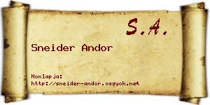 Sneider Andor névjegykártya